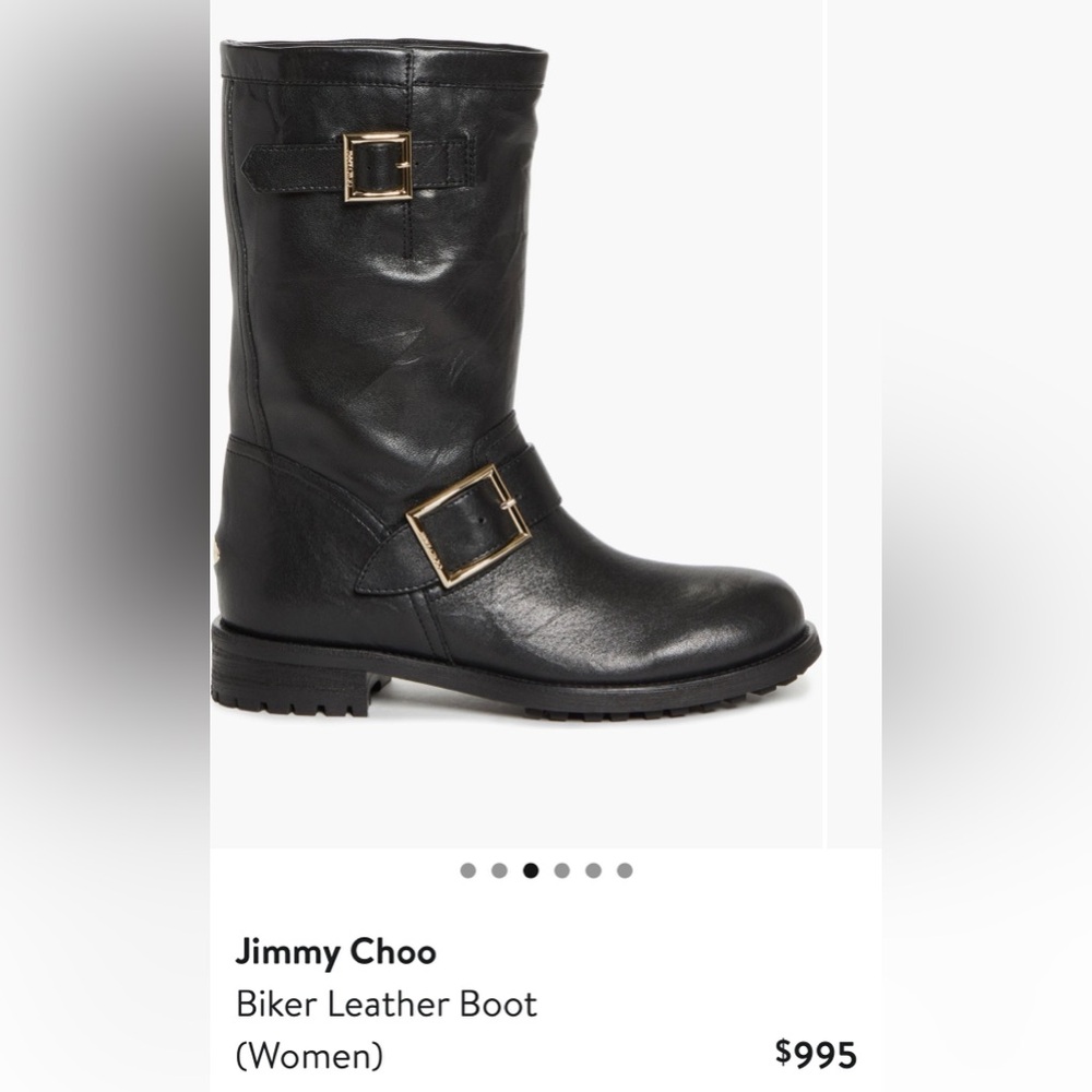 Jimmy Choo Women’s Black Leather Moto Boots